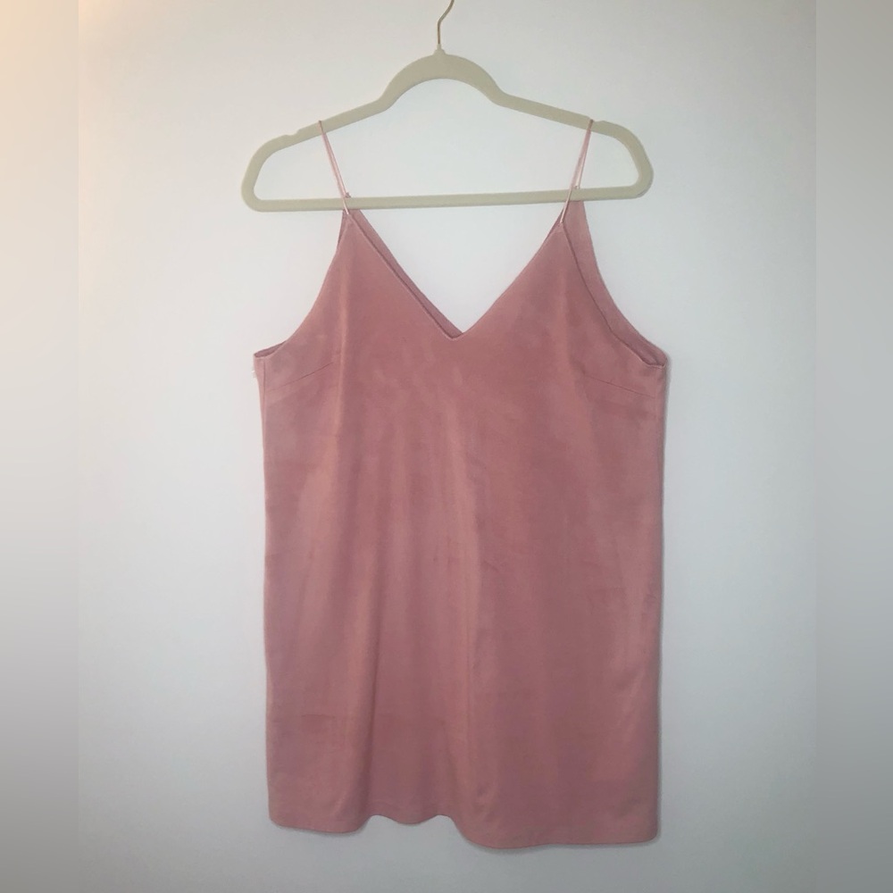 Forever 21 v-neck Spaghetti Strap Faux Suede mini Dress Dusty Rose Size Large